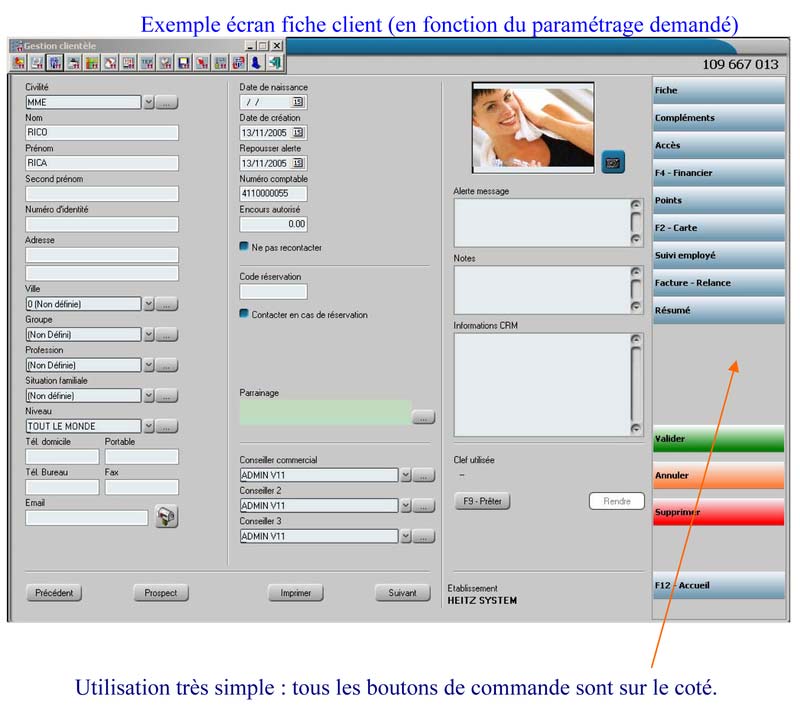 Fiche client avec photo