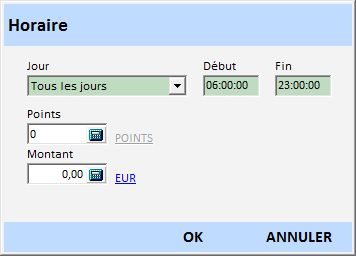 Accès configuration horaire