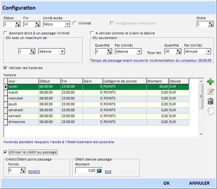 Accès configuration