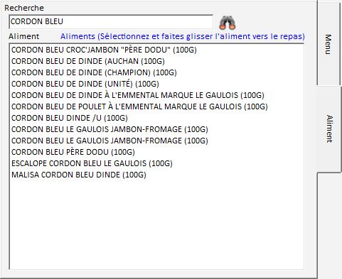 Recherche aliment