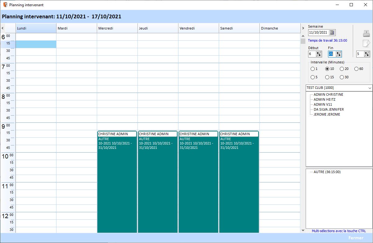 Planning intervenant