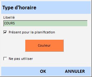 Type d'horaire