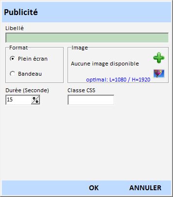 Borne de vente publicite plein ecran