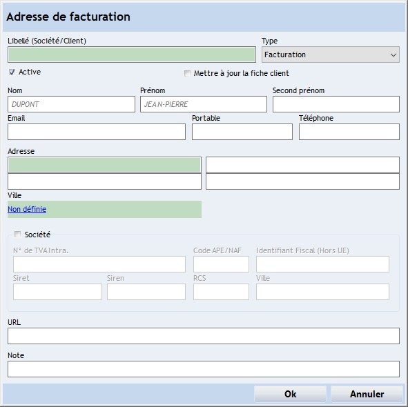 Facture ajouter adresse