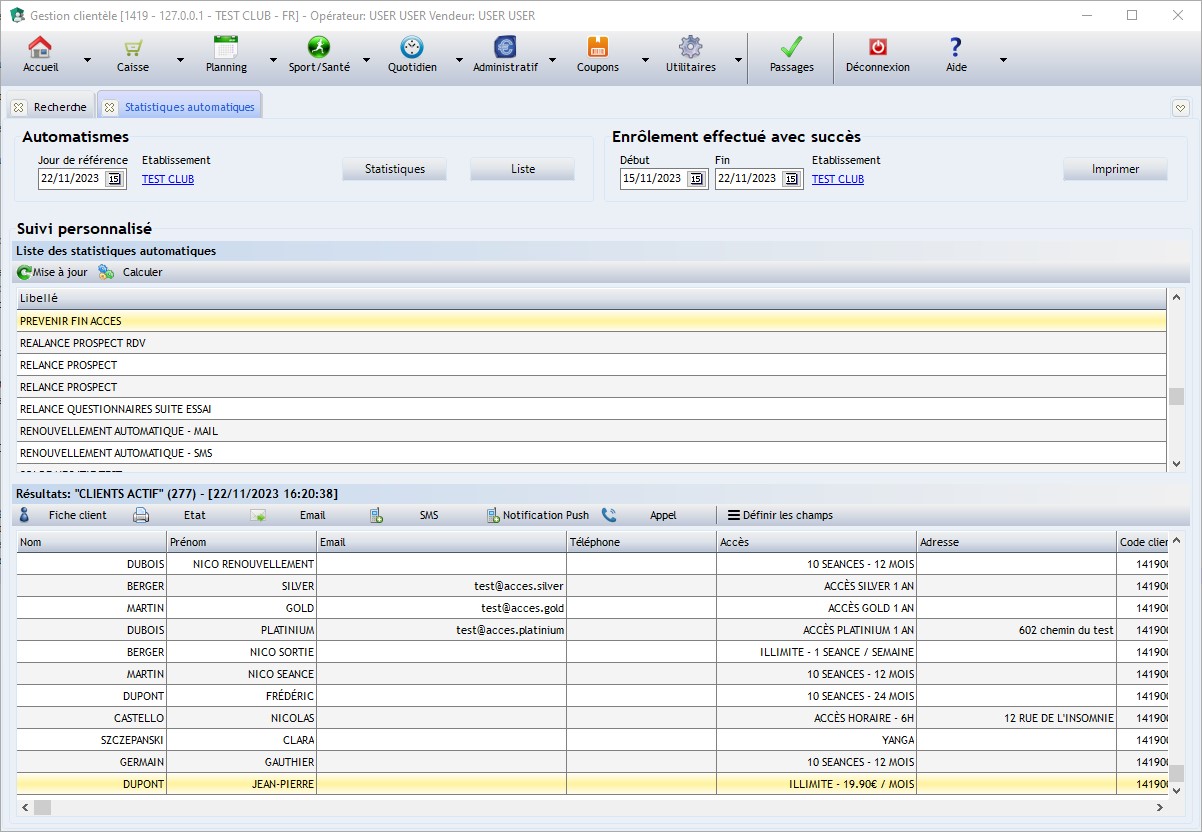 Statistiques automatiques