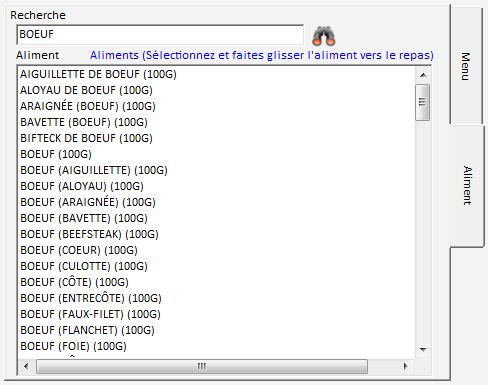 Ajout aliment aliment