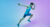 Ritratto completo di attivo giovane caucasico in esecuzione, jogging uomo su sfondo in neon